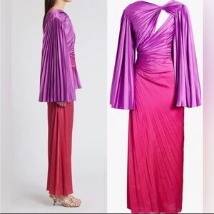 Acler Tillington Pleated Ombre Maxi Dress Magenta Pink Purple Size 6
